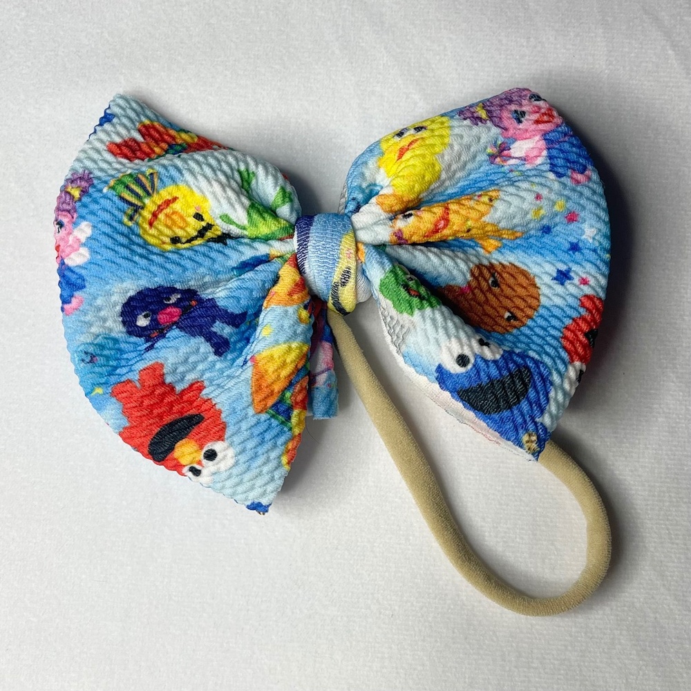 Sesame Street Head wrap Bow Med/ Large Bow for Infant or Toddler Handmade